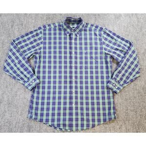 Southern Tide Shirt Mens Medium Blue Green Tartan Plaid Button Up Preppy Casual